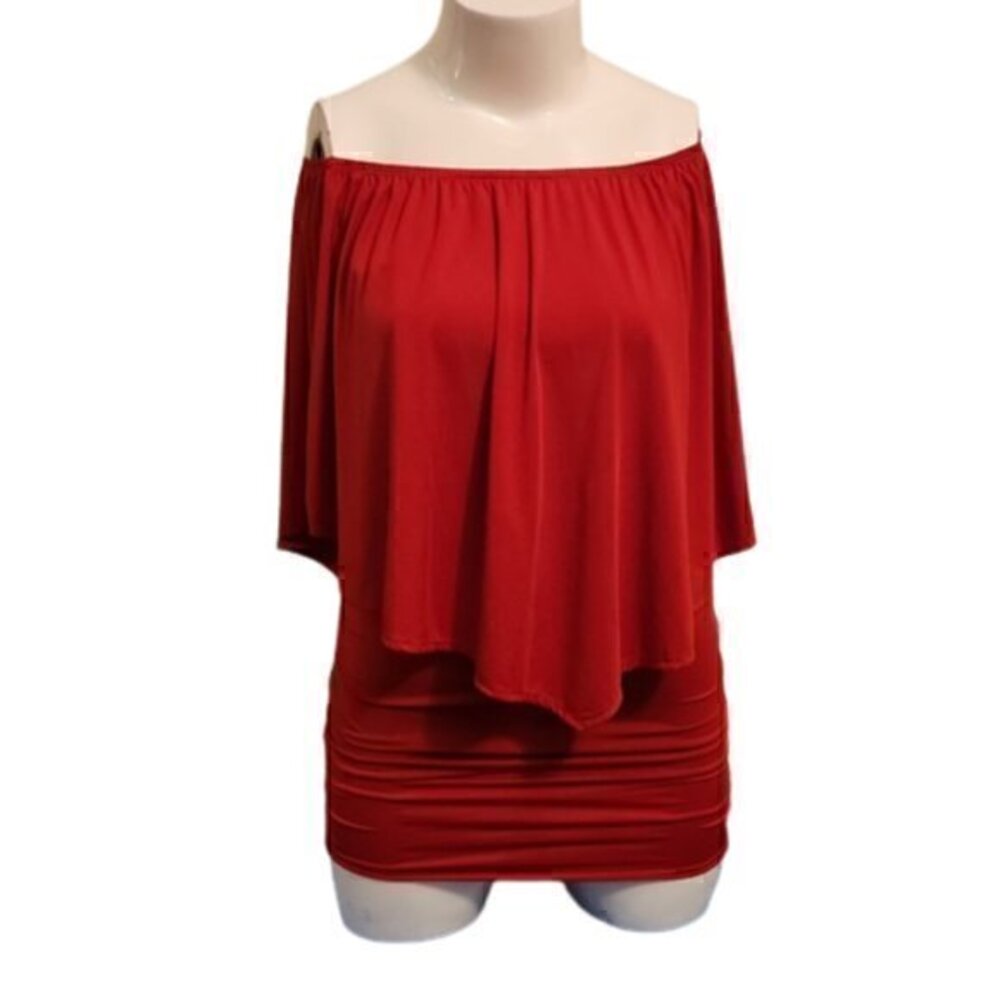 Red Fitted Off the Shoulder Dress